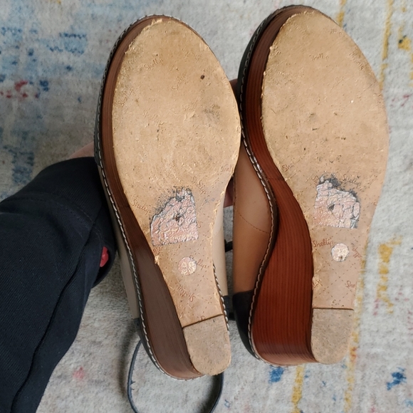 Platform Wedge Navy Blue Beige Spectator Heels - so cute - Picture 6 of 7